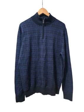 Bonobos Mens Plaid Blue Cashmere Blend Quarter Zip Sweater NWT Size M